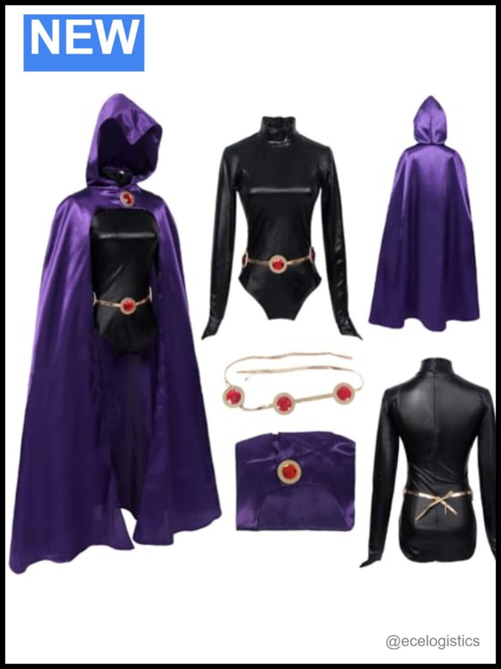 Raven Cosplay Costume Full Set with Socks Halloween Spandex